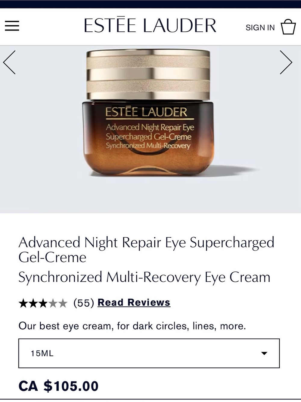 BNIB Estée Lauder Advanced Night Repair EYE supercharged gel crème